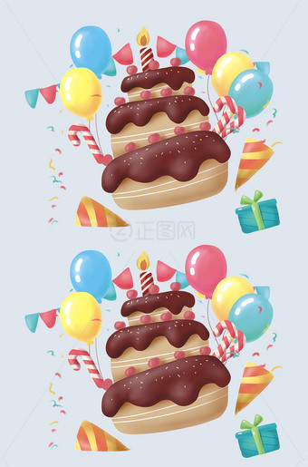 手绘生日蛋糕插画素材