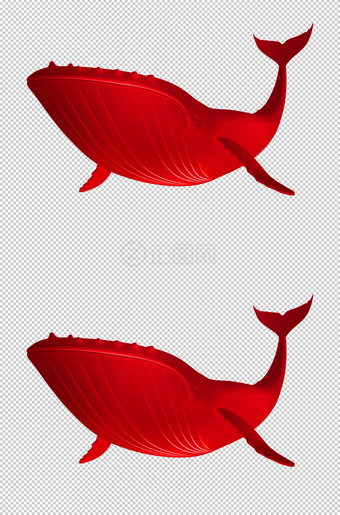 手绘红色鲸鱼鲨鱼图片