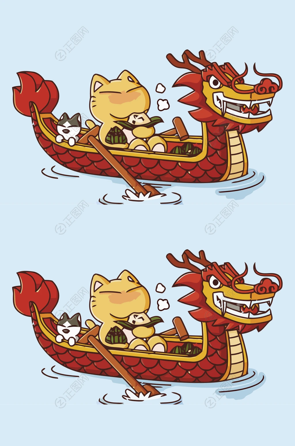 手绘卡通端午节龙舟素材 手绘卡通端午节龙舟素材