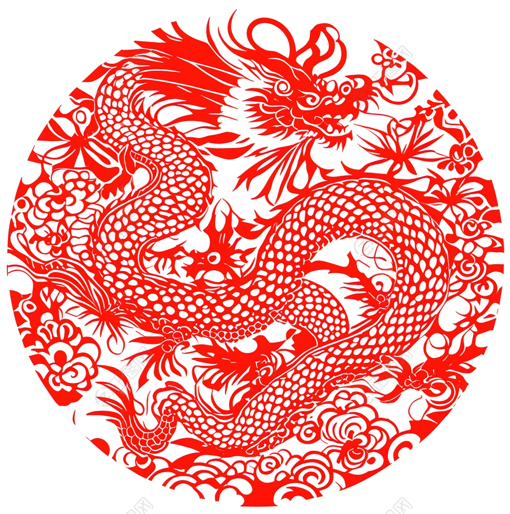 圆形龙纹剪纸 圆形龙纹剪纸
