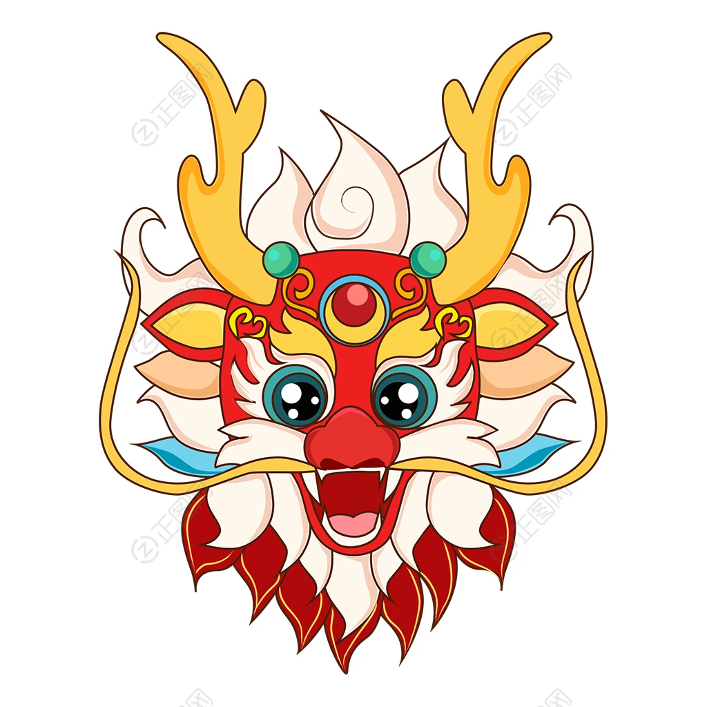 可爱卡通手绘龙头素材 可爱卡通手绘龙头素材