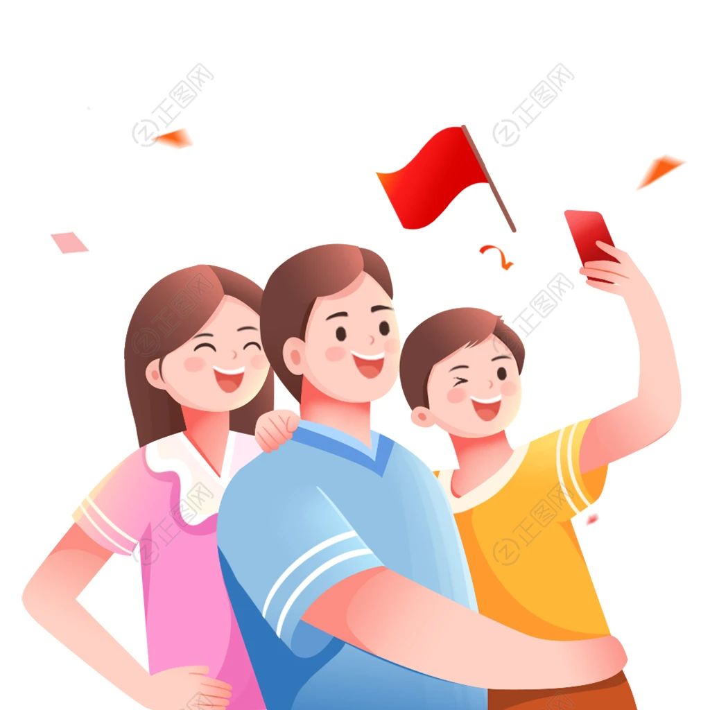 一家三品拍照打卡插画png素材 一家三品拍照打卡插画png素材