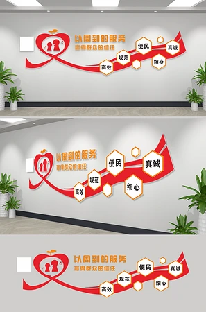 以周到的服务赢得群众的信任文化墙
