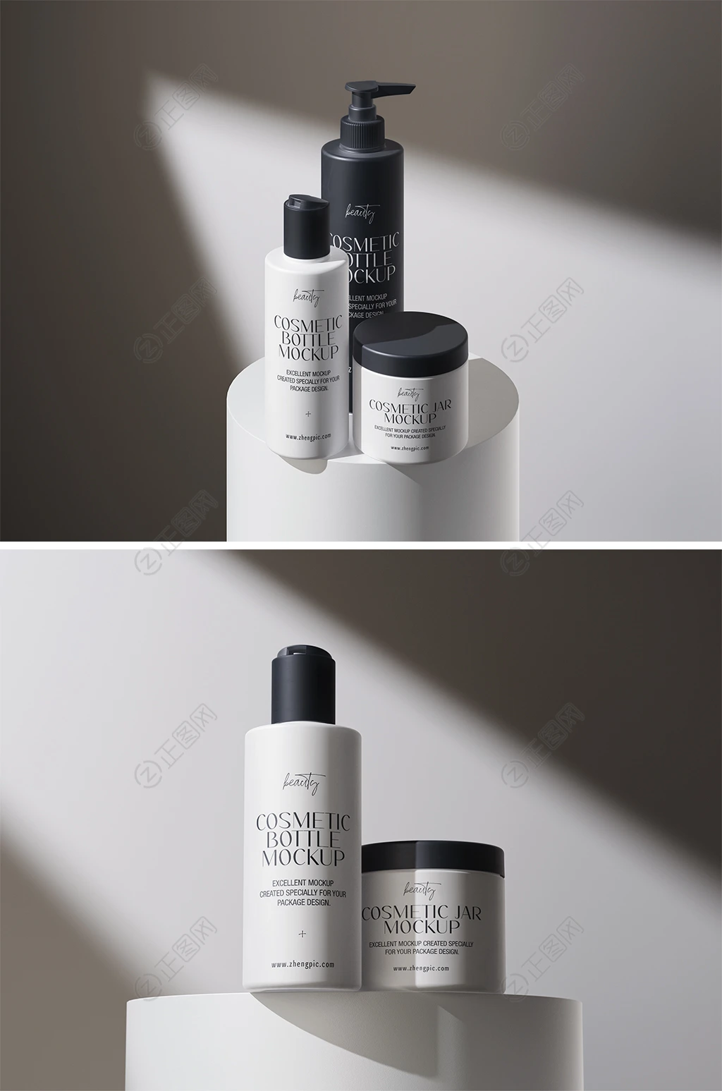 化妆品套装包装瓶子样机ps模板下载 化妆品套装包装瓶子样机ps模板下载