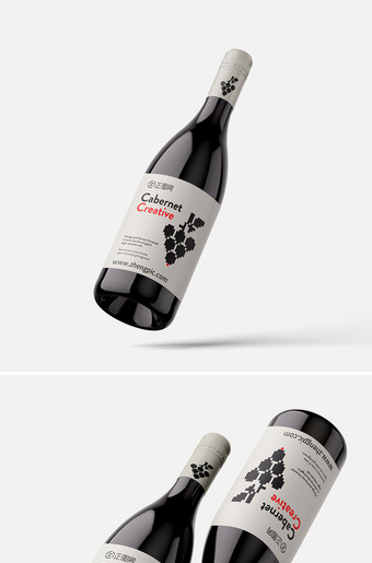葡萄酒样机红酒瓶贴标签样机素材