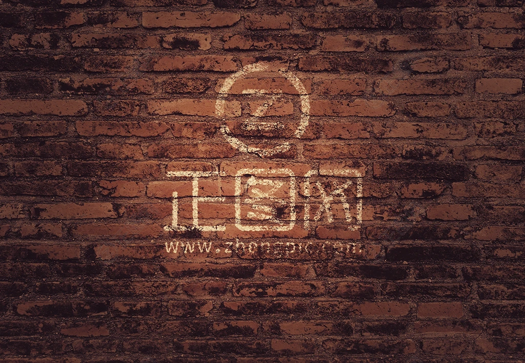 砖墙标志logo样机 砖墙标志logo样机