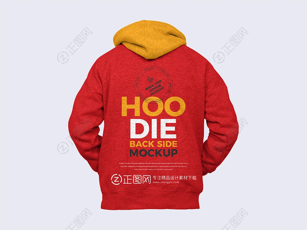 红色连帽衣服背面样机下载 红色连帽衣服背面样机下载