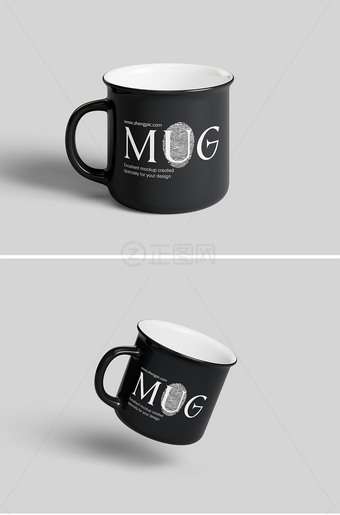 黑色陶瓷杯logo图案样机