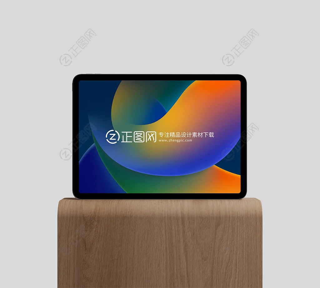 M2 iPad Pro on Wood Stand Mockup样机 M2 iPad Pro on Wood Stand Mockup样机