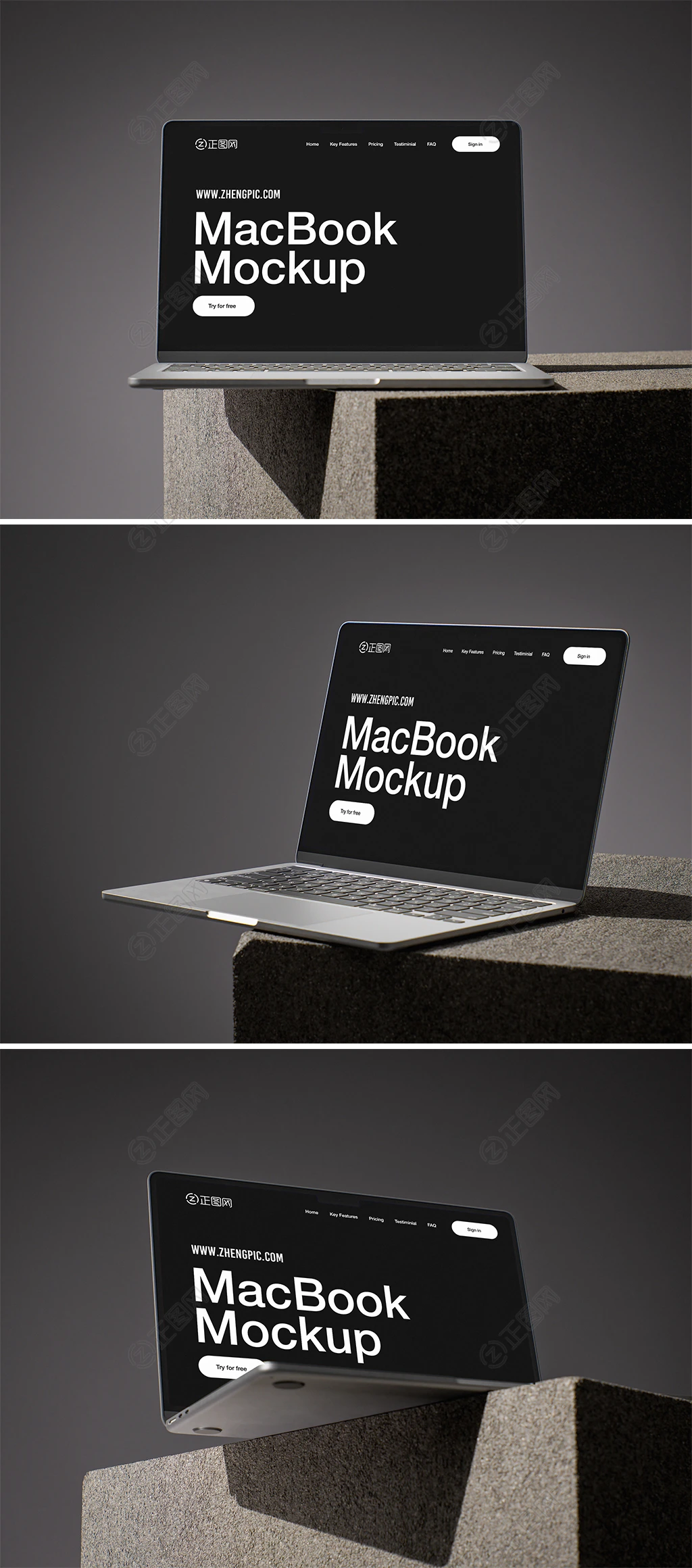 黑色高端MacBook Mockup样机 黑色高端MacBook Mockup样机