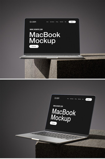 黑色高端MacBook Mockup样机